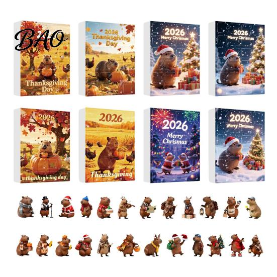 Holiday Countdown Box Advent Calendar with 24 Animal Hanging Decors, Day Decorative Ornaments for Christmas Thanksgiving, Acrylic Ornament Gift