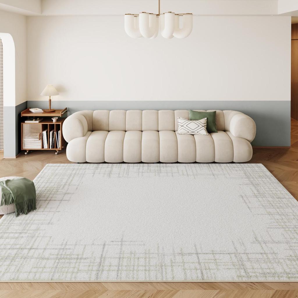 2024 Cream Long Hair Minimalist Carpet for Living Room or Bedroom