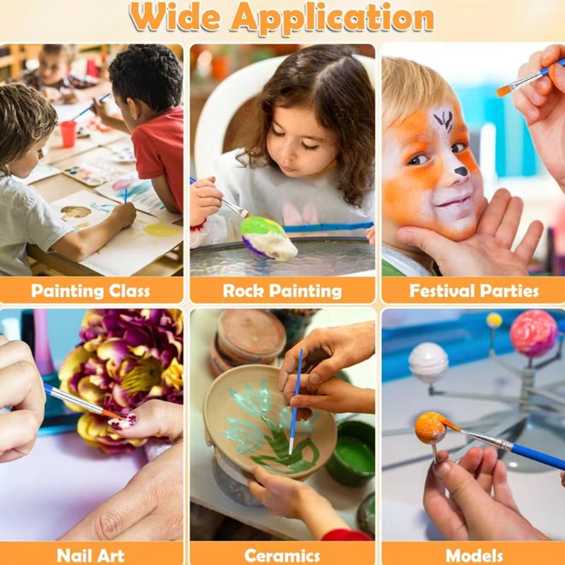 30/100Pcs Acrylic Painting Brushes Set Round Flat Hair Nylon Hair Paint Brush For Kid Artists Watercolor Oil Painting Brushes