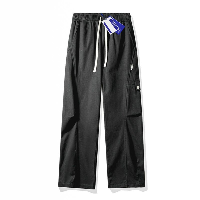 Wassup American-Style Straight-Leg Cargo Pants for Men, Spring and Autumn Vintage Wide-Leg Loose Scimitar Pants, Pure Cotton Casual Pants