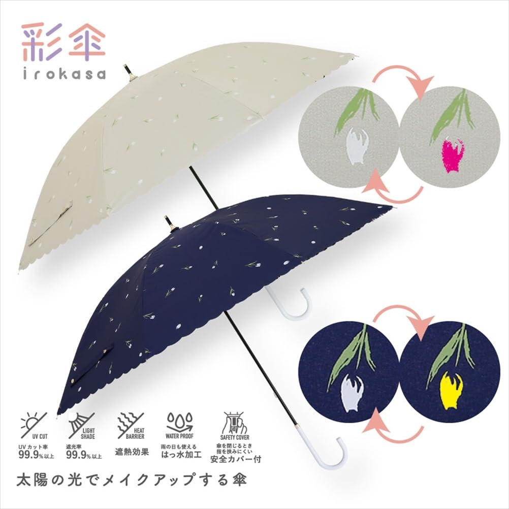 Ogawa Long For Sunny and Rainy UV Discoloration Hand 8 Colorful UV Protection Rate Shading Rate Over Heat Water 57285 Parasol, Umbrella, Days, Print,