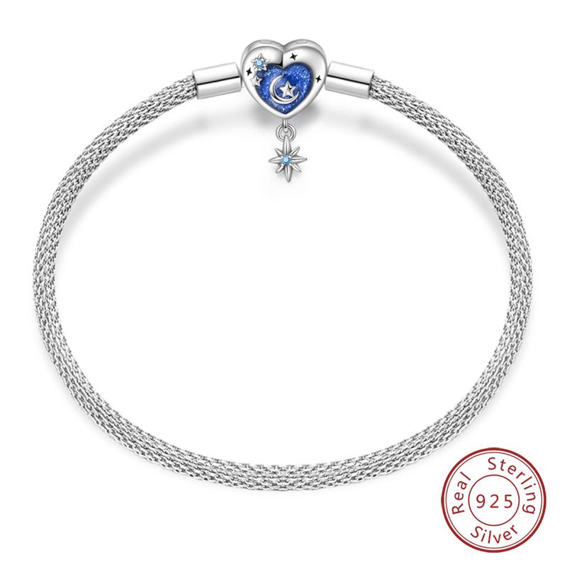 17-20CM Silver 925 Bracelets Star Moon Starry Trajectory Cat Claw Love Zircon Bracelets Fit DIY Charms Birthday Jewelry