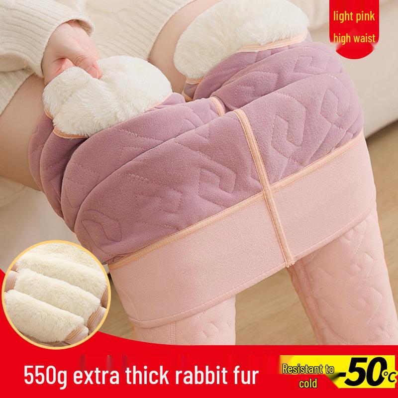 

High-Waist Plus Velvet Thickened Silk Warm Pants for Women - Autumn/Winter 2024 Collection, Plus Size Inner Wear. 3XL (140-180 kg)