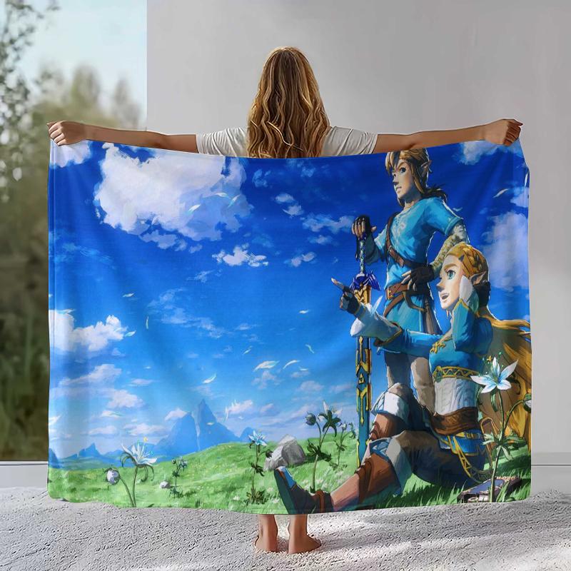 Retro Z-Zelda Cartoon Link Games Flannel Blanket,Ultra Soft Warm Plush Throw for Home Bedroom Bed Sofa Cover Camping Picnic Kid