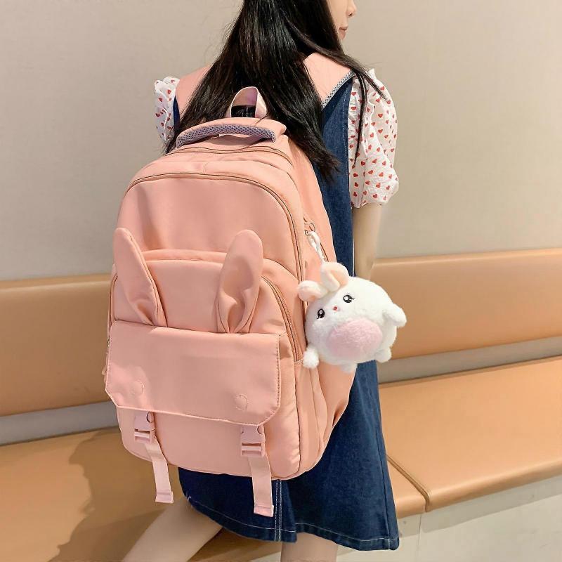 Cartoon Ear Rucksack Student Campus School Bag with Multiple Pockets Large Capacity Laptop Backpack for Women Teenagers  Purple