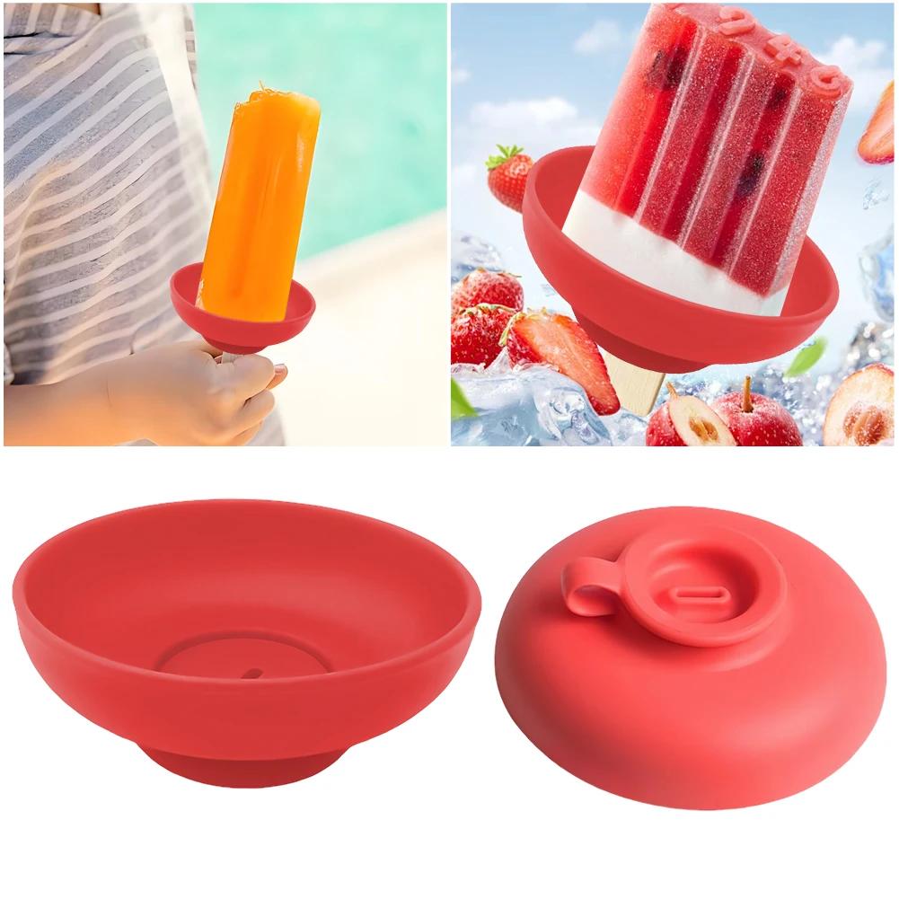 Colorful Drip Free Popsicle Holder Silicone Freeze Ice Popsicle Holders Reusable Mess-Free Anti-drip Ice Cream Tray For Kids