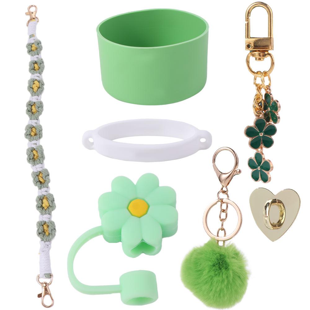 7pcs/set Flower Pattern Cup Accessories Set Multiple Color Cup Decoration Set  Tumbler