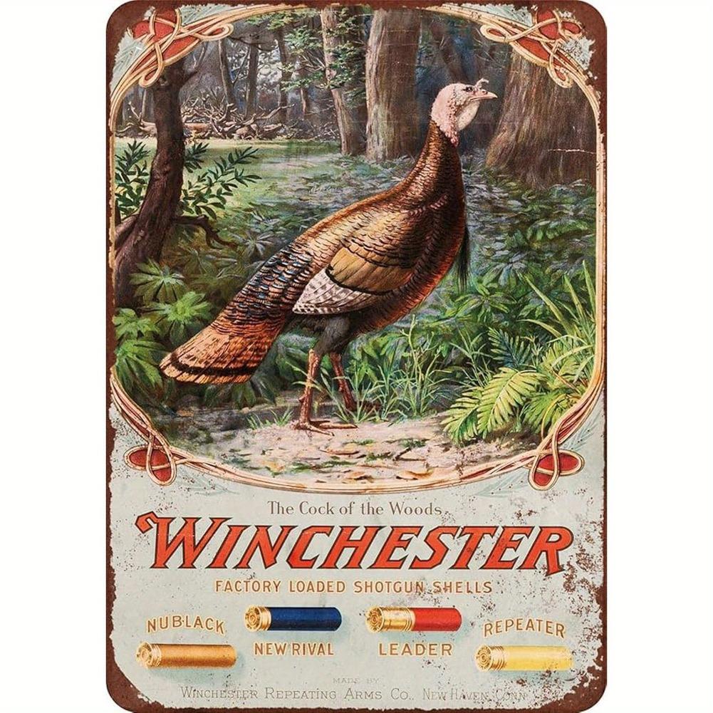 

2D Flat, Retro Winchester Turkey Hunting Metal Sign, Classic Style Iron Wall Decor, Multipurpose Indoor/Outdoor Art, Suitable 20x30cm（7.8x11.8inch）