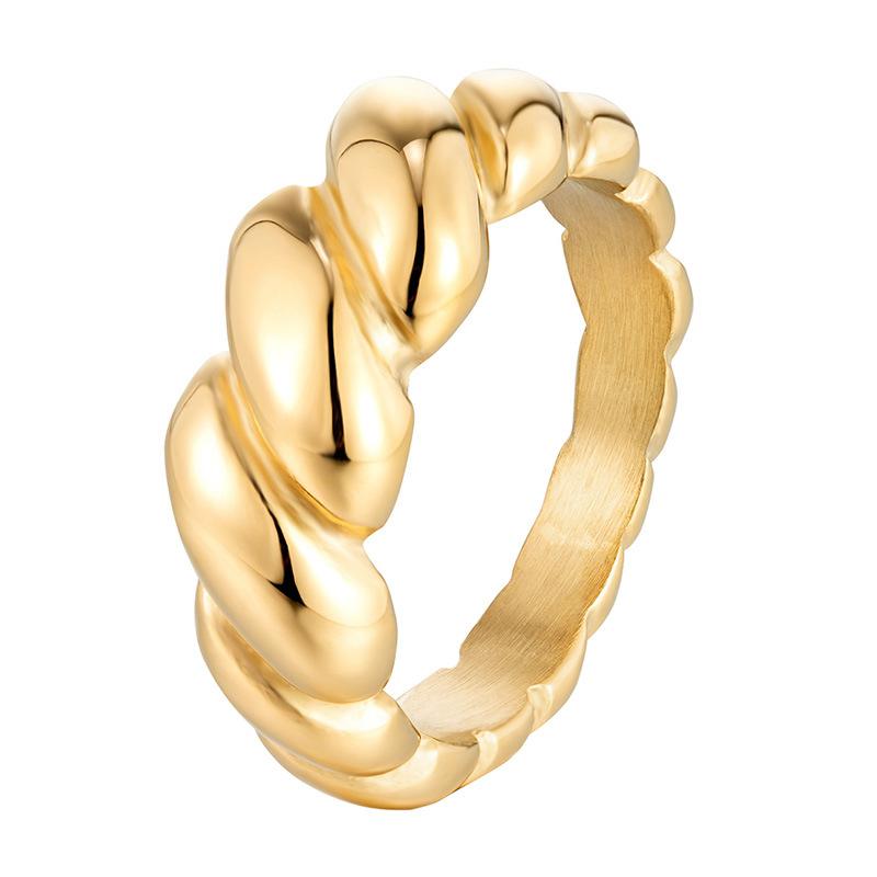 Titanium Steel Electroplated Croissant Ring Women's Summer Premium Croissant Ring Niche Twist Jewelry