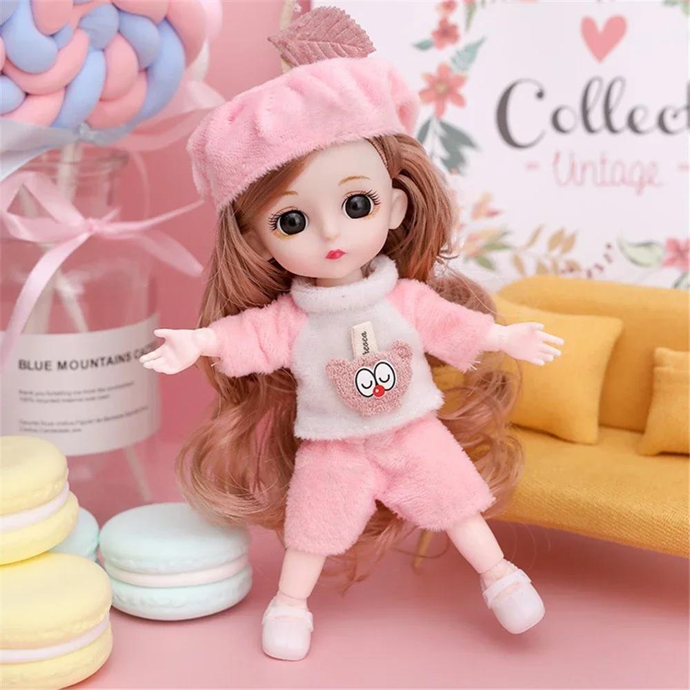 16cm 112 Mädchen Prinzessinnenpuppe BJD Puppe mit Kleidung Schuhen Beweglich 13 Gelenke Süßes Süßes Gesicht Kindergeschenk DIY Verkleidungsspielzeug für Kinder