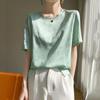 Summer Women's Silk T-shirt Round Neck Short Temperament Large Size Short-sleeved T-shirt Tops