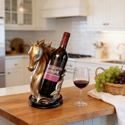Weinregal mit Pferdekopf-Statue aus Kunstharz, Tischflaschenhalter mit Schutzpolster, einzigartiges Geschenk für Weinliebhaber