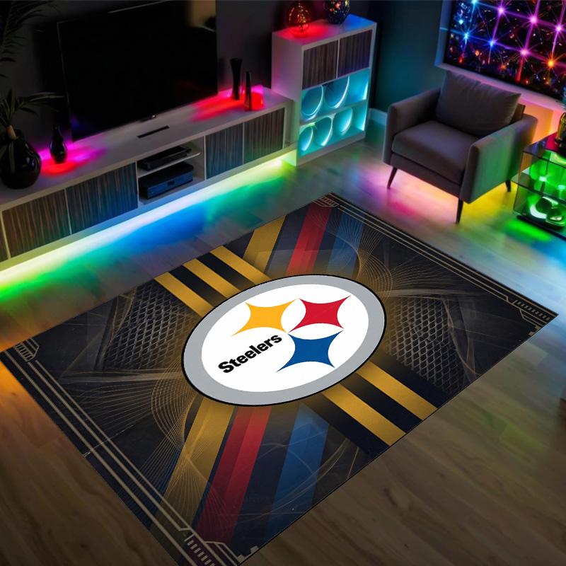 Tappeto in Cristallo di Velluto Design Pittsburgh Steelers Accogliente Non?Tappeto Stampato Antiscivolo per Camera da Letto Soggiorno Ingresso