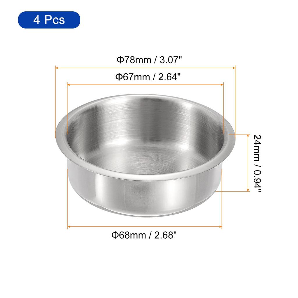 uxcell 201 Stainless Steel Cup x for Poker and Silver 4-Pack Drop-In Holders, 0.94 3.07 Inch, Tables, Sofas, Boats, Cars,
