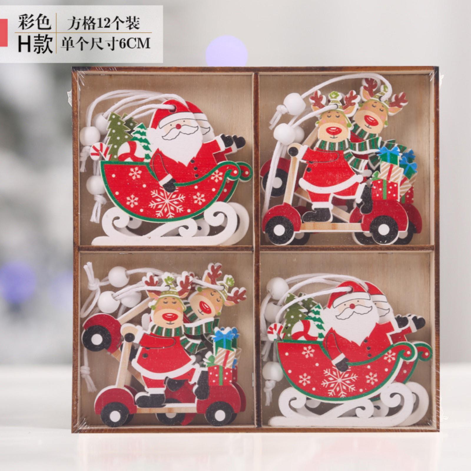 

Creative Wooden Christmas Decorations Christmas Tree Pendants Exquisite Wooden Painted Ornaments One Size червоний
