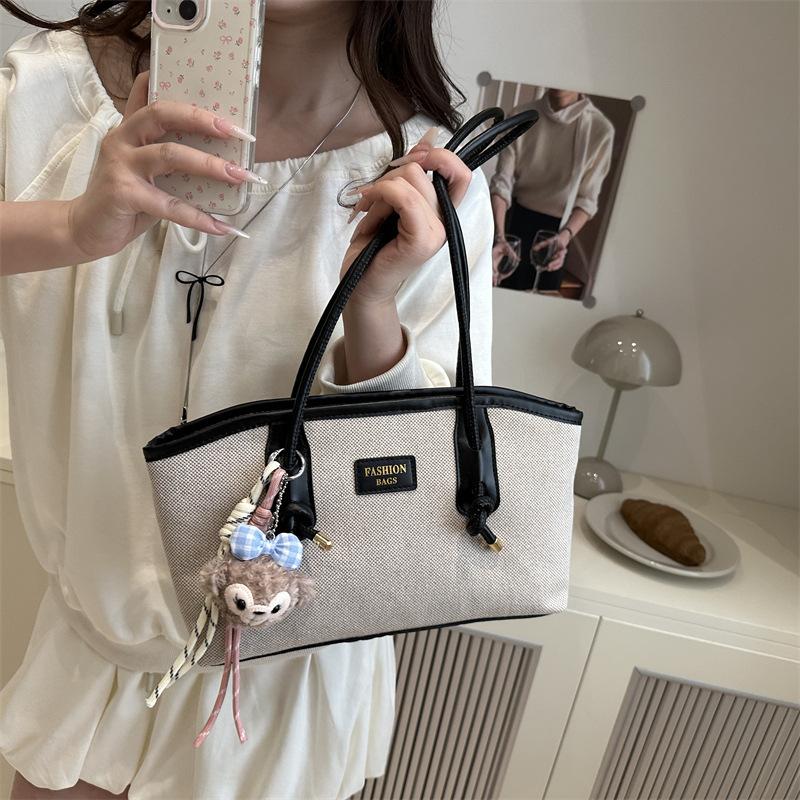 Spring and Summer New Versatile Contrasting Colors Single Shoulder Underarm Small Bag Women's 2025 Fashion Trend Travel Commuter Tote Bag