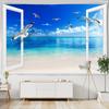 Beautiful Sea Scenery Tapestry Sea Vintage Beach Seascape Palm Tree Tapestry Wall Hanging Tapestries Boho Bedroom Wall Rug Premium Quality