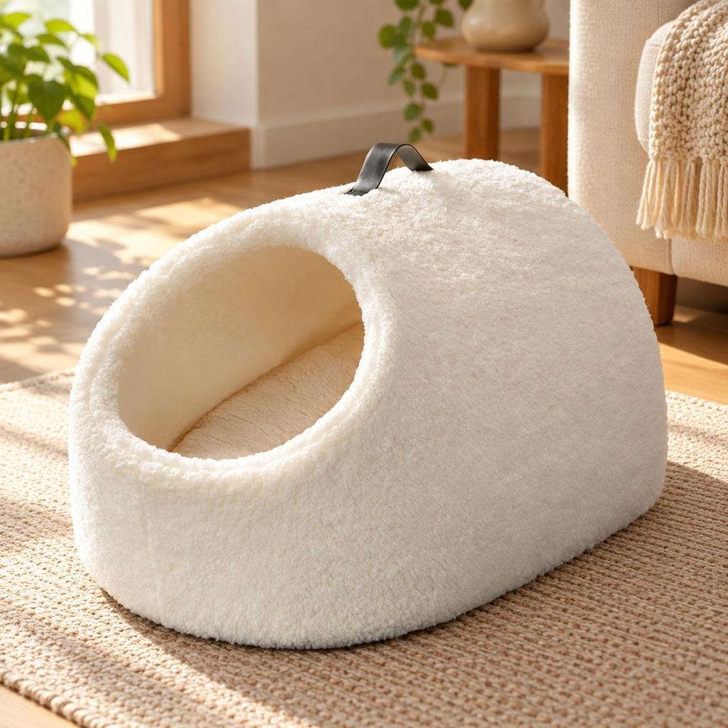 Semi-Enclosed Cat Bed Portable Pet with Electric Blanket Indoor for Resting