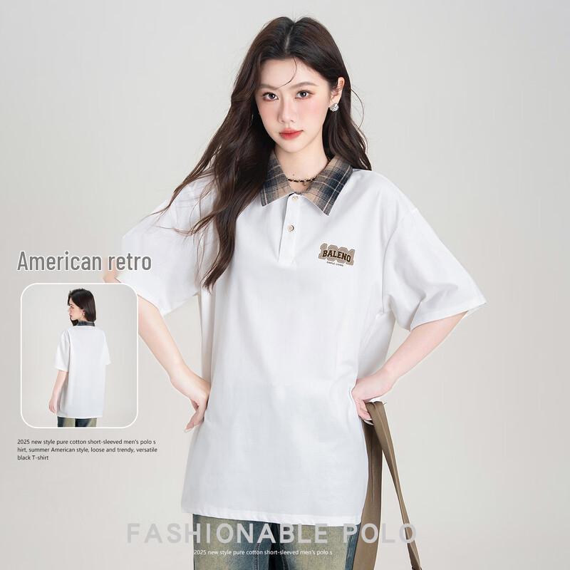 Baleno Women's Retro Plaid Collar Polo T-Shirt