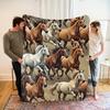 Wild Steed Flannel Throw Blanket Soft Horse Design All Season Cozy Comfort for Equestrian Theme Gift