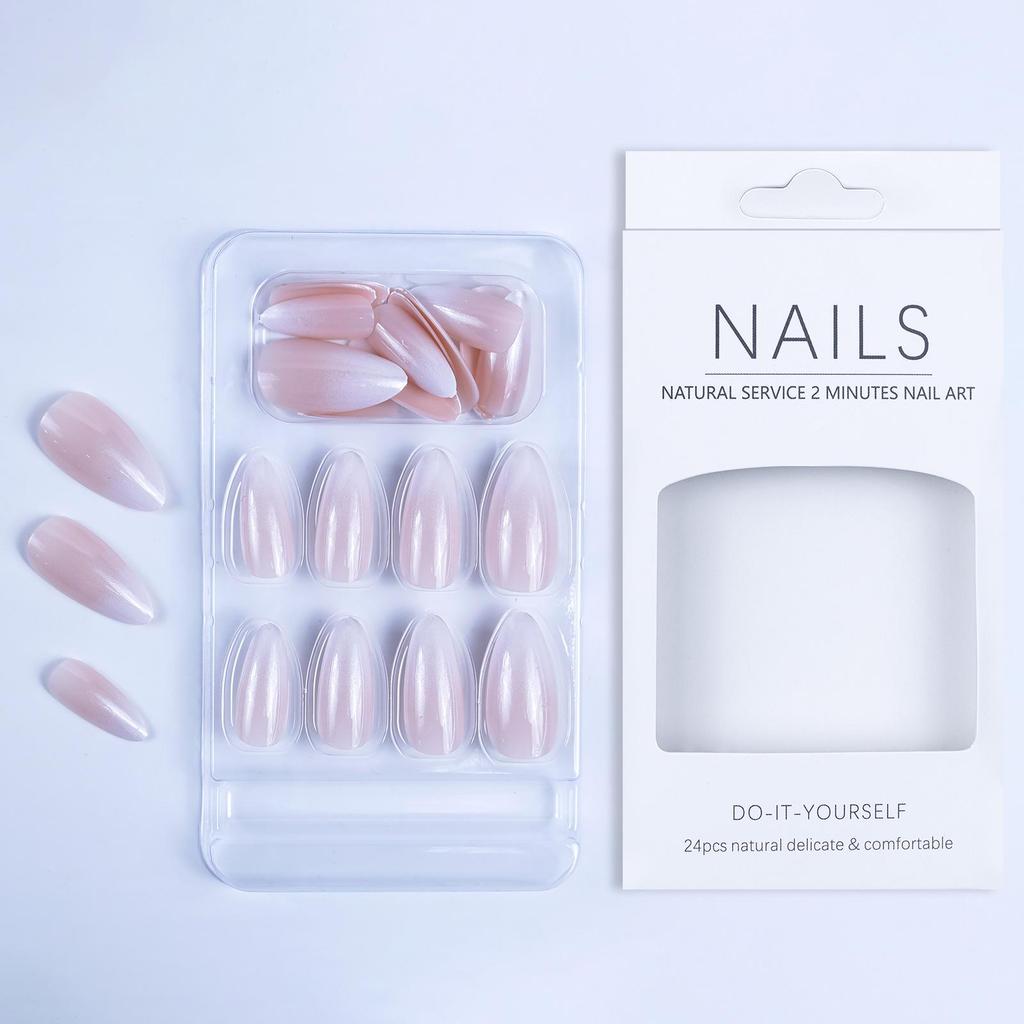 24-Piece French Gradient Almond Shape Wearable False Nails