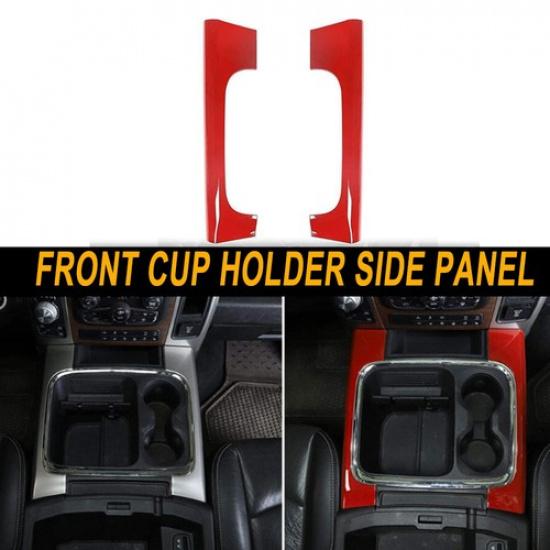 

Red Interior Front Cup Holder Side Panel Cover Trim For Dodge Ram 1500 210-17