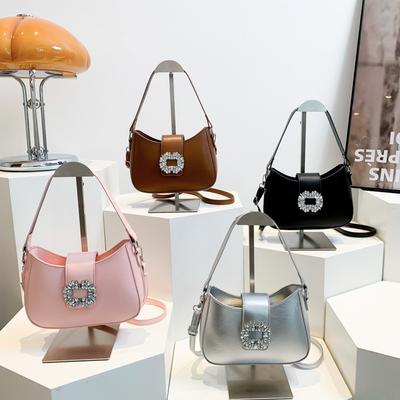 Bolsa Feminina Bolsas Moda Bolsa Pequena Quadrada Textura Pu Bolsa de Ombro Nicho Versátil Quadrada Diamante Axila
