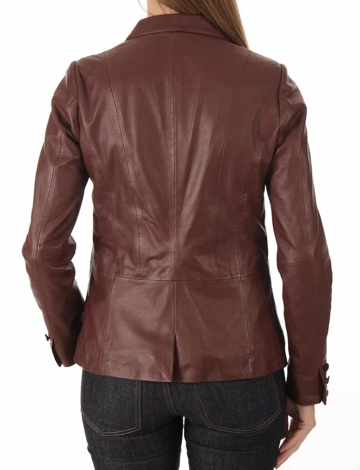 Leather Blazer Designer Brown Hot Fashionable Women's Genuine Soft Lambskin Slim fit