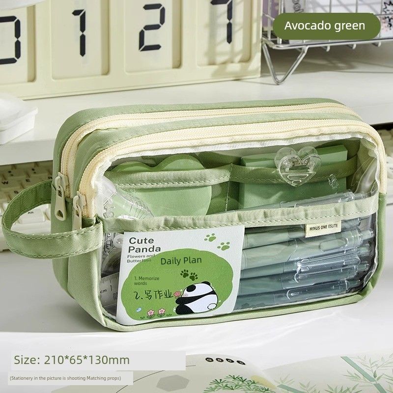 

Набор канцелярских принадлежностей «Панда» для третьего класса, второго класса, подарочный набор, подарочный пакет, только для студентов, красивый, большой вместимости, пенал, пенал для канцелярских принадлежностей [Six-layer large capacity] avocado green