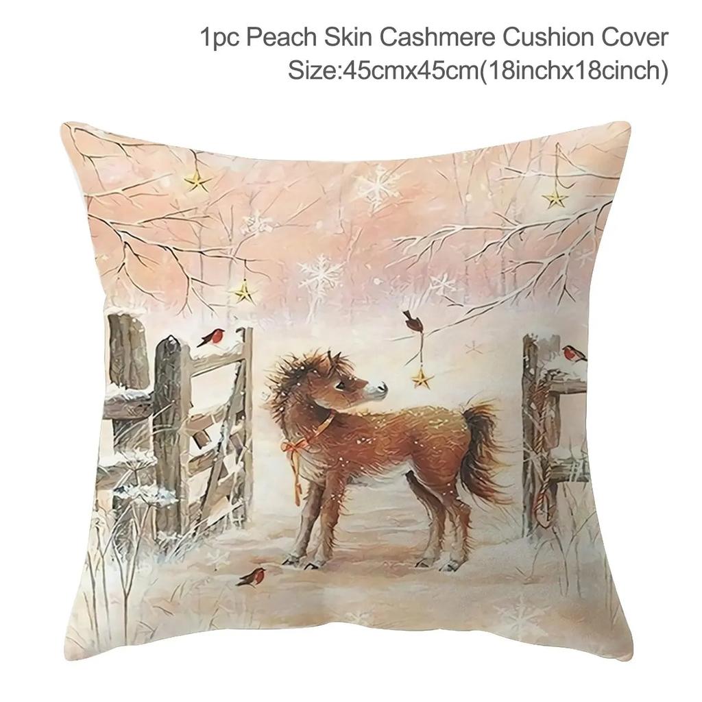 Santa Claus Christmas Tree Snow Scene Snowman Animal Deer Rabbit Bird Fox Sofa Seat Bedroom Car Office Decoration Pillowcase