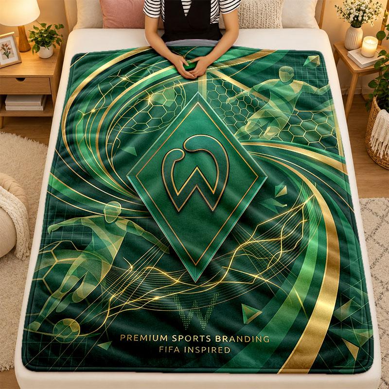 Flannel BlanketWerder Bremen Football Warm Soft Throw Blanket for Indoor Sofa Bed Living Room Use
