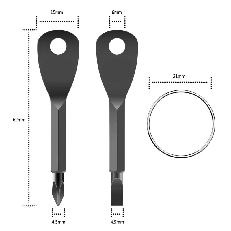 Set di Cacciaviti Portatili a Croce e a Taglio con Portachiavi Mini Portachiavi per Tasca Cacciavite a Croce Strumento di Riparazione Gadget EDC Piccolo