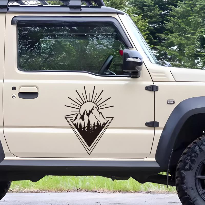 Mountain geometry jungle mountains sun creative&funny stickers for cartoon fans&lover,high quality for car trucks motorcycles