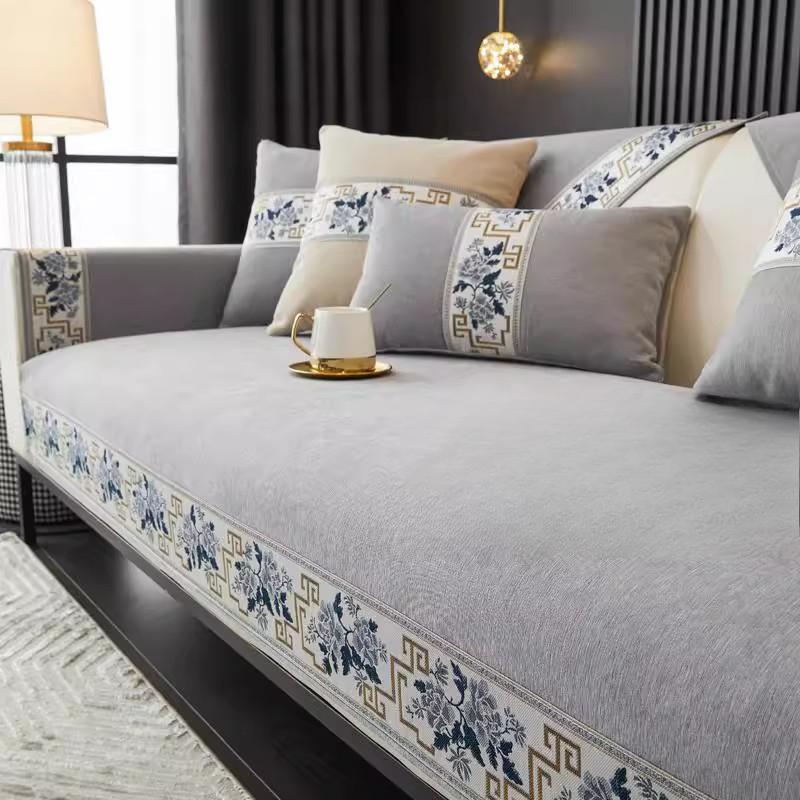 Chinese Style Chenier Sofa Cushion Four Season Universal Anti Slip Sofa Cover Fully Covered Machine Washable Decor Sofa Towel