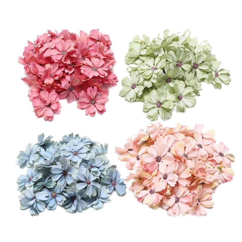50/100pcs Artificial Flower Heads Colourful Silk Flowers For Crafts Scrapbooking Home Decoration