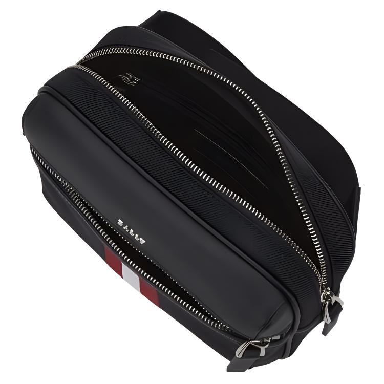Bally Logo Zipper Closure Fabric And Leather Waist Bag Men waist bag Black 6302615
