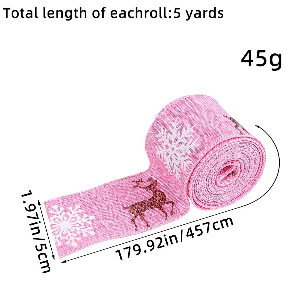 Christmas Bow Decorative Ribbon Christmas Elk Ribbon Diy Imitation Linen Webbing Material Gift Ribbon