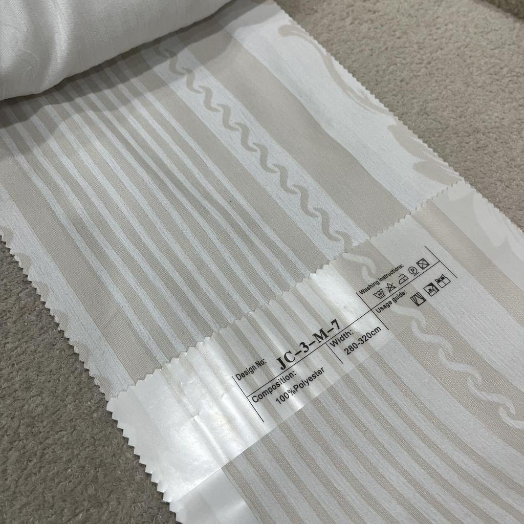 Cream Chenille Jacquard Wavy Sheer Curtains - High-End Translucent, Not See-Through, Ready-Made for Living Room, Korean Style