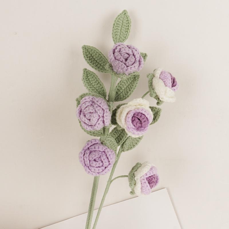 Hand-Knitted Multi-Headed Wool Rose - Qixi Festival Creative Gift Simulation for Birthdays