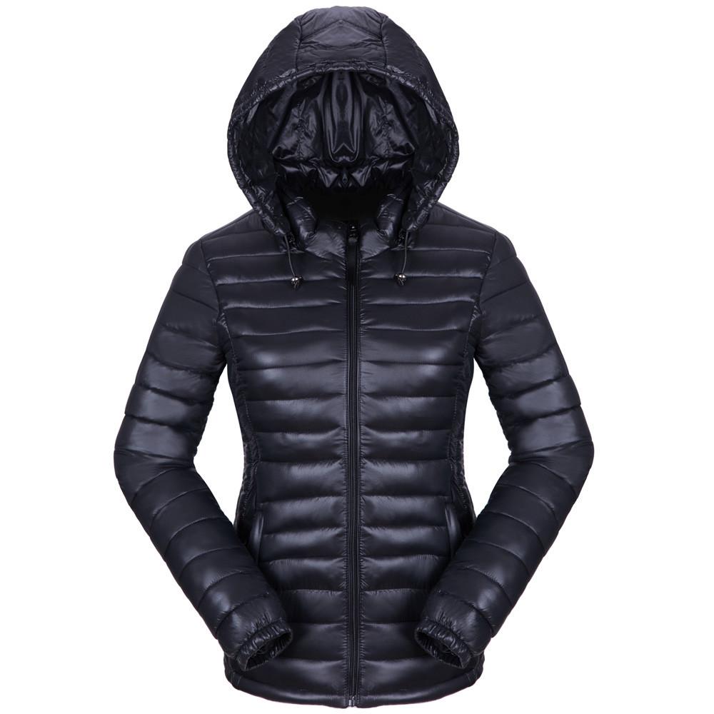 Fashion Women Light Down Jacket Hooded Winter Jackets Slim Long Sleeve