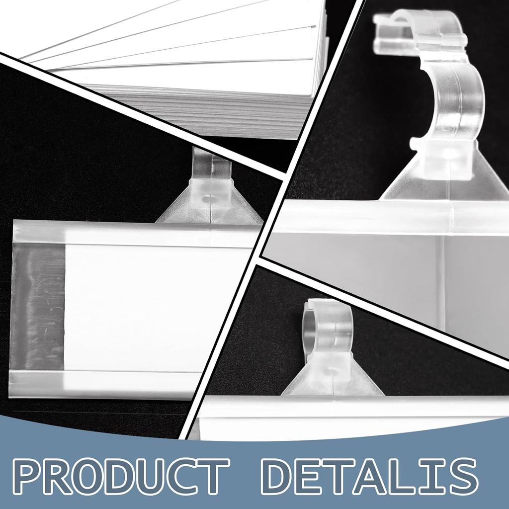 100 Pieces Plastic Wire Shelf Label Holders, Reble Price Label Holder with locks, Label Display Holder for Retail Supermarket Department Store(3'' x