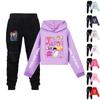 Plush Long Sleeved Pants Loose Pullover Hoodie Set For Children