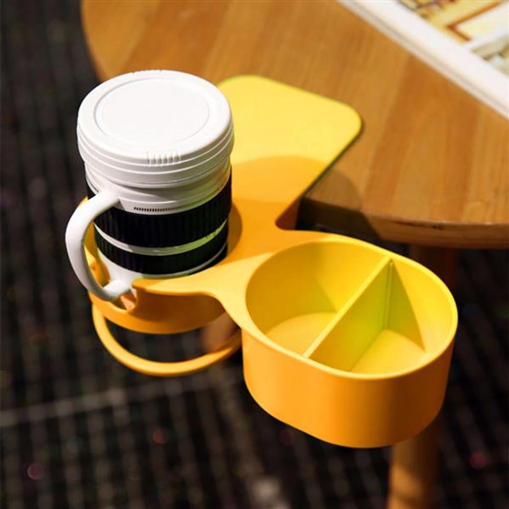 Clamp-type Table Cup Holder (yellow) for Desk Organization