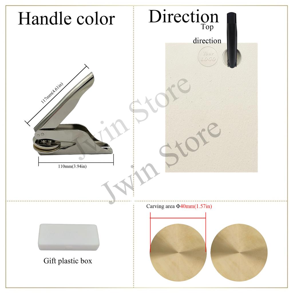 Customize Embossing Stamp with Your Logo Monogram Embosser Seal for Wedding Invitation DIY Craft 40mm Diameter