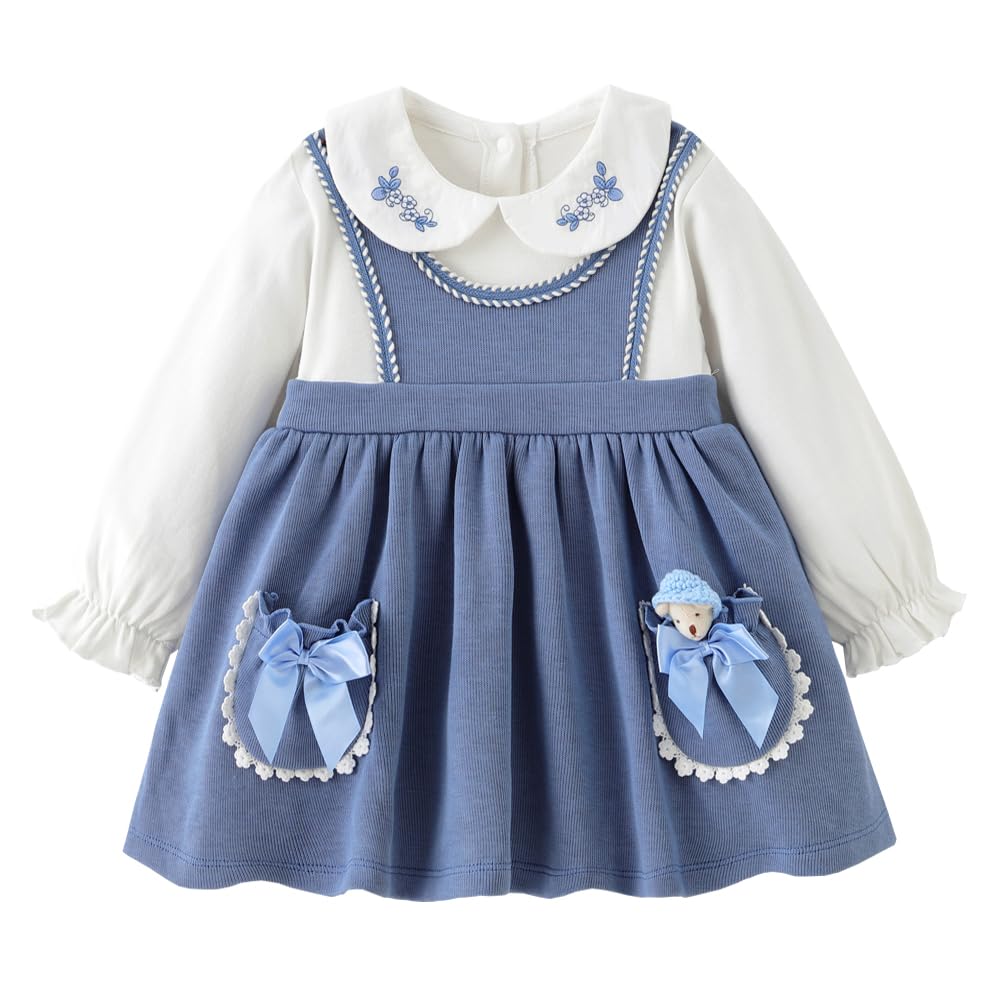 Reegoo Peter Cute Long Sleeve Baby Newborn Hospital Solid Cute Ceremony School Recital Size Ages Months Girls' Dress, Clothes, Outfit, Outfit, Tunic,