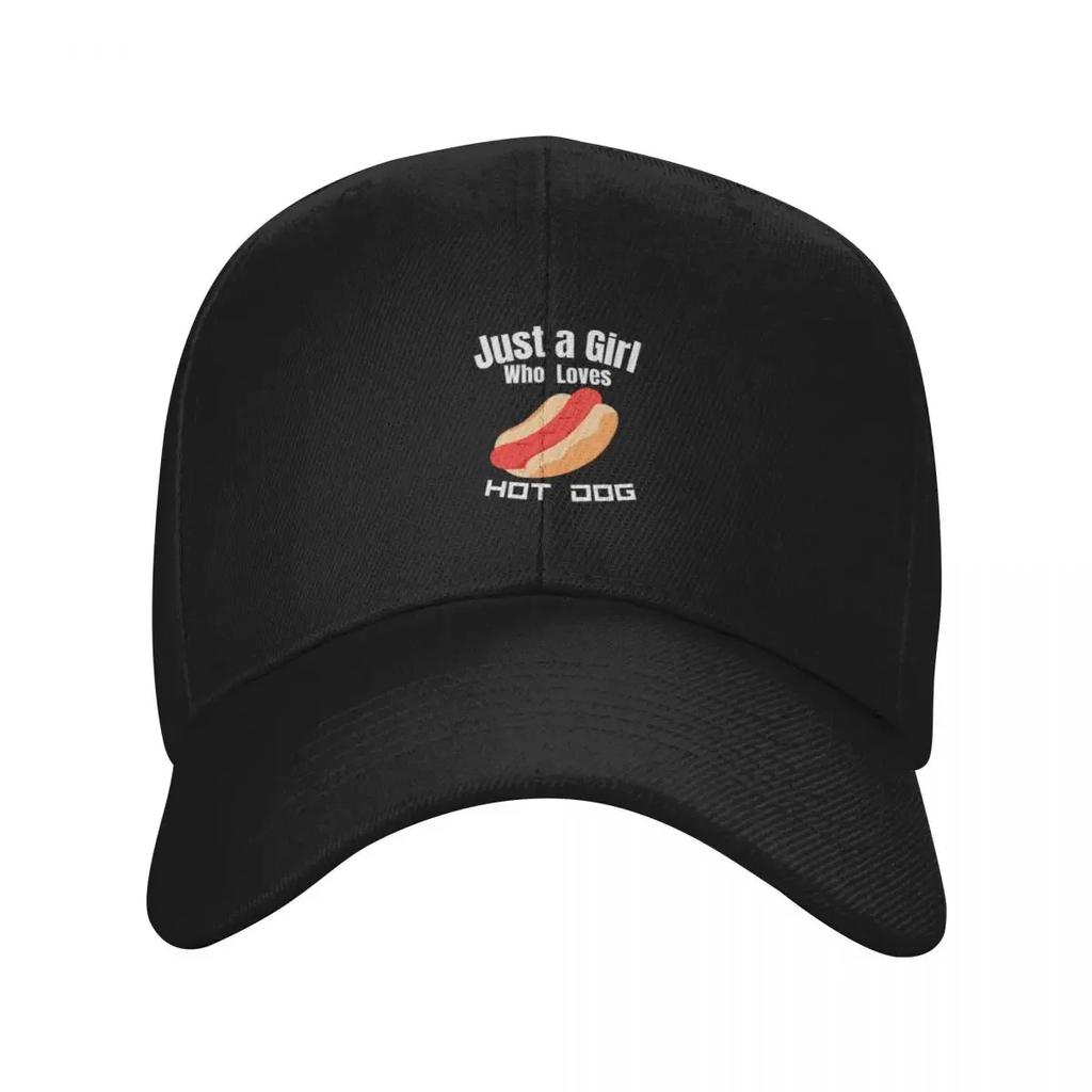 Just a Girl Who loves Hot Dog Baseball Cap fun hats Visor sailor cap for Unisex black Women's 2025 Unisex's