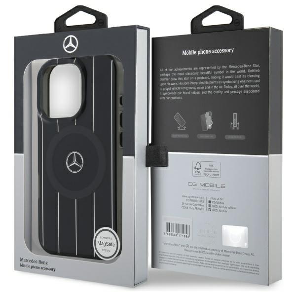 Mercedes Mehmp16L23Hrsk Iphone 16 Pro 6.3 Czarny/Black Hardcase Mb Double Layer Crossed Lines Magsafe
