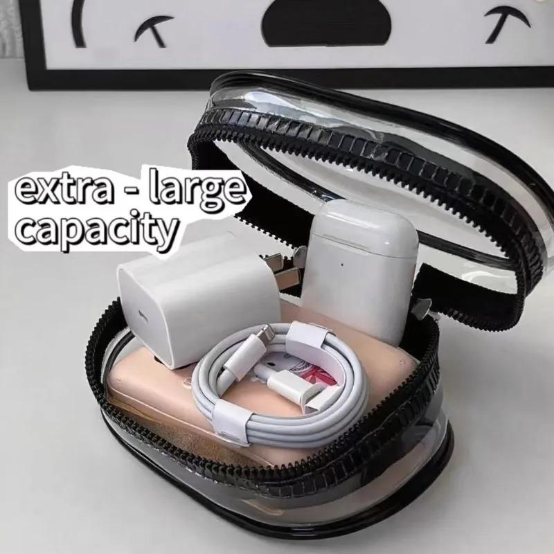 Portable Mini Clear Zipper Storage Bag Keychain Cartoon Doll Mystery Box Organizer for Earphones Chargers for Christmas