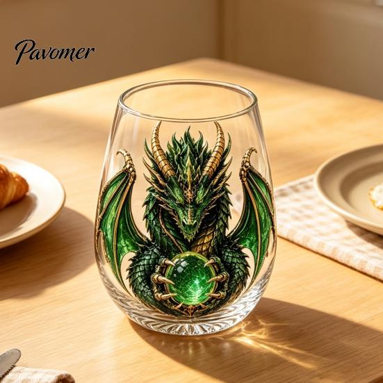 Stylish Beverage Container Dragon Pattern Glass Water Cup, Lead-free Drinking Glass, Mythical Creature Themed Cup for Iced Drinks Home Office