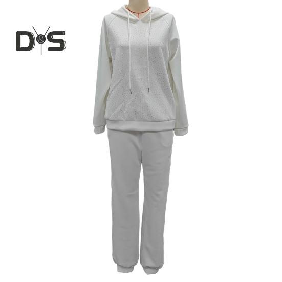 2 Teile/satz Frauen Hoodie Hosen Anzug Strass Dekor Lange Ärmel Patchwork Sport Sweatshirt Elastische Taille Hose Fitness Outfit Herbst Frühling Trainingsanzug